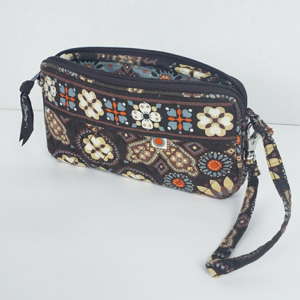 Vera Bradley Brown Abstract Wristlet Bag Purse Wallet